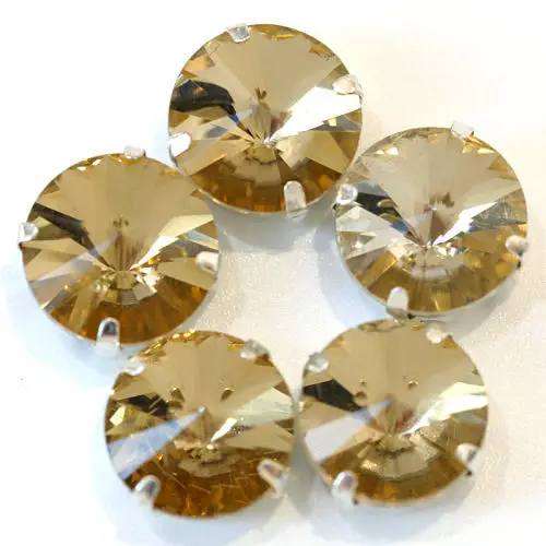 Smoked Topaz Круглый Rivoli много цветов пришить коготь стразы прозрачные стеклянные стразы круглые пришить стразы украшения для свадебного платья Y1770 - Цвет: Smoked Topaz