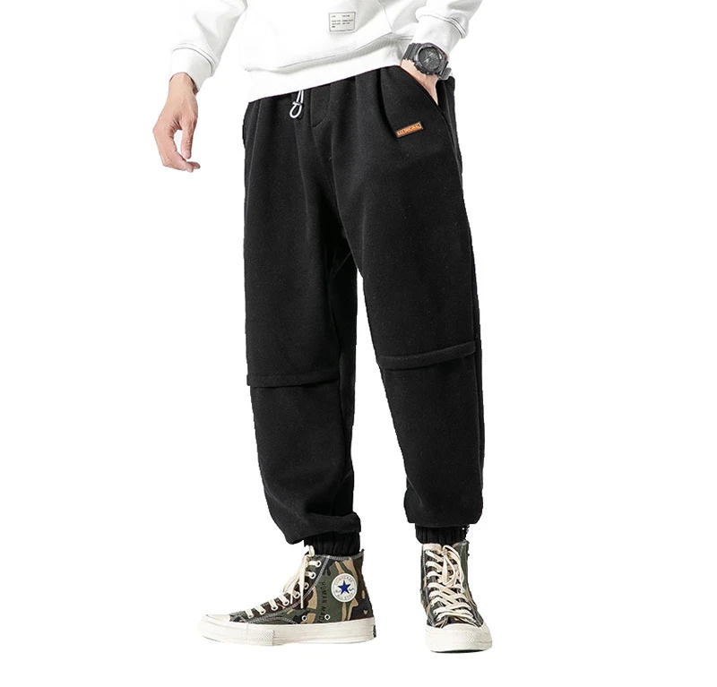 

2021 Winter Thicken Mens Loose Joggers Pants Men Warming Pants Male Solid Baggy Trousers Sweatpants New