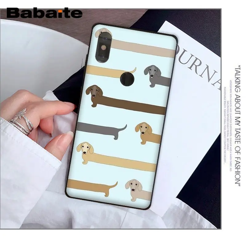 Babaite Animals Dogs Dachshund Black Soft Shell Phone Cover for Xiaomi Mi Note 2 3 MIX 2 2S Redmi 5 5 Plus 6 6Pro 6A Note 5 5A