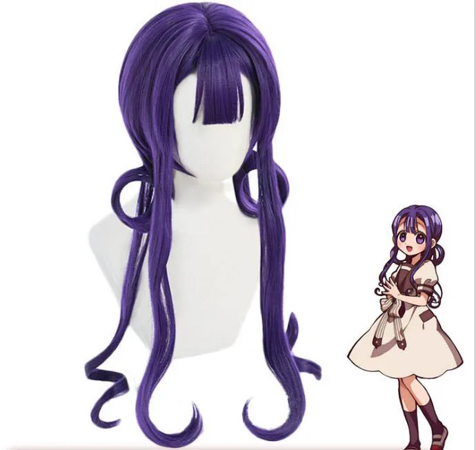 Anime Jibaku Shounen hanako-kun Akane Aoi, pelo largo púrpura de uva, estilo Cosplay, resistente al calor