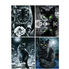 Размер холста полный круг алмаз 5d Diy Алмазная Вышивка Черный кот Алмазная Живопись Вышивка крестом Стразы Мозаика Украшение