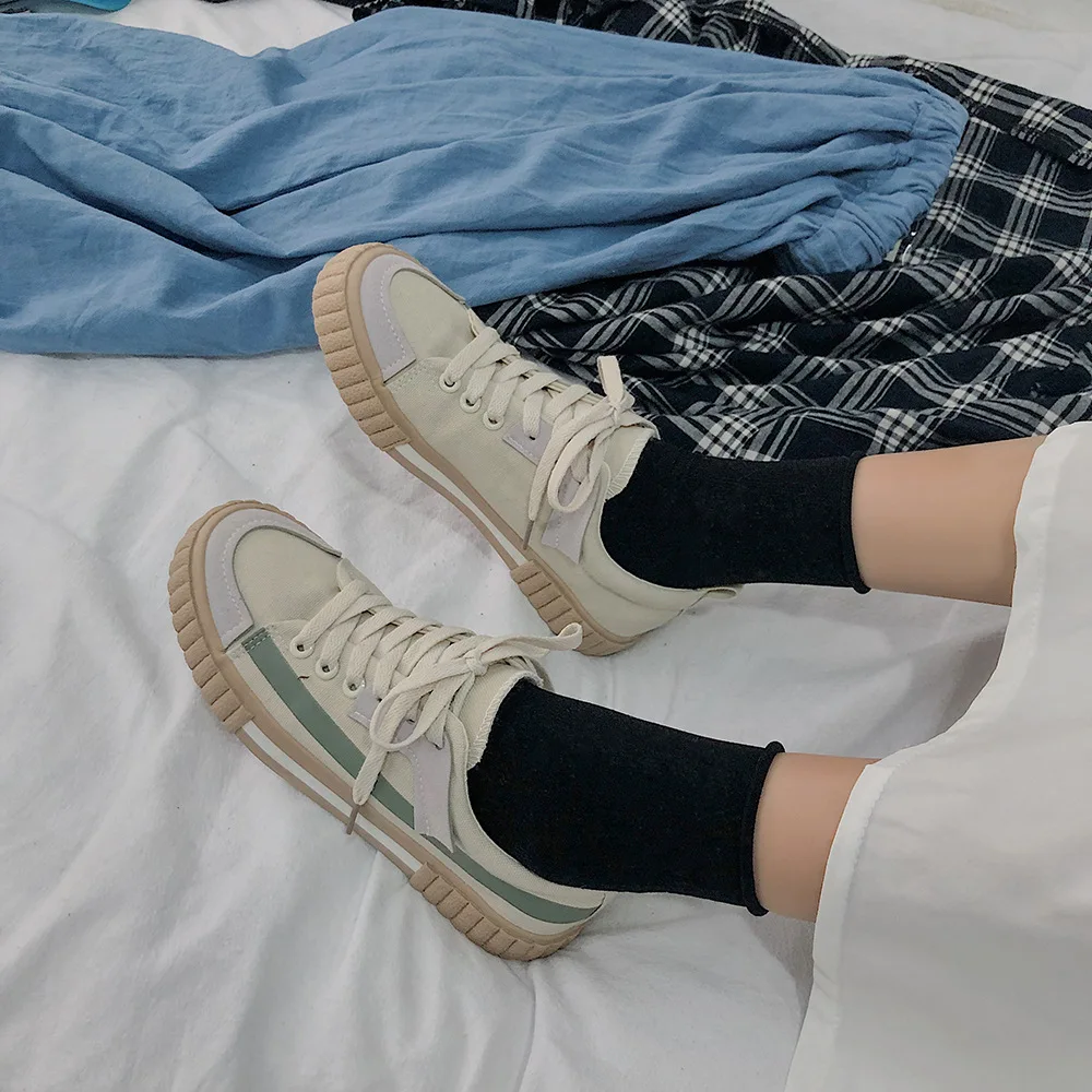 

Canvas Shoes Women 2021 New Ins Tide Spring Korean Street Style Casual Shoes Students All-match Lace Womens Shoes