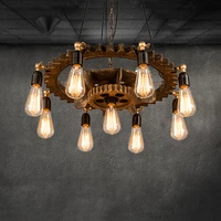 creative retro loft chandelier 9 heads wood pendant lamp restaurant living room dining room foyer cafe industrial chandelier