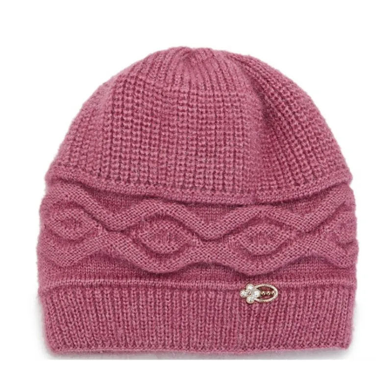 

XdanqinX Women's Winter Knitted Hat Beanie Plush Thick Warm Beanies 2019 New Fashion Brands Women Solid Winter Hats Multicolor
