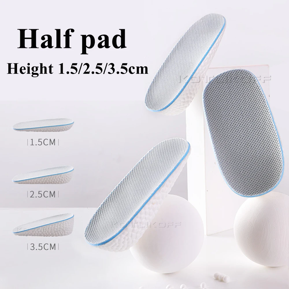 KOTLIKOFF 1.5-3.5cm Height Increase Insoles Breathable High-Elastic Sport Sole Pad Heel Insert Taller Support Absorbant Foot Pad