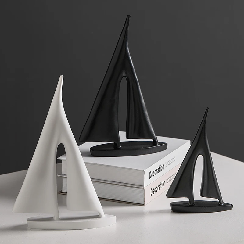 

Stylish simplicity black and white art sailing home furnishings sculpture Company office decoration