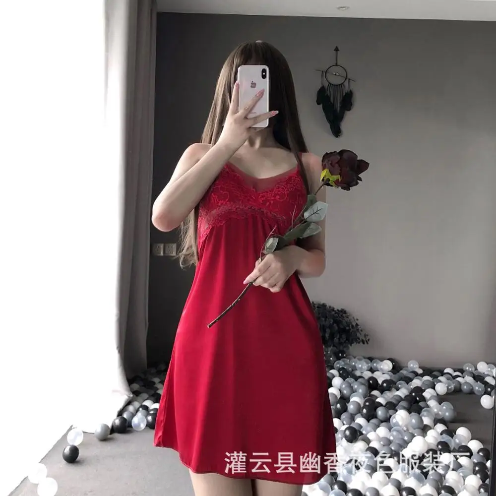 

Temperament And Interest Porno Sexy Women Lingerie Lace Sleep Wear Nightdress Straps Deep V Neck Hot Erotic Robe Nightie Gown