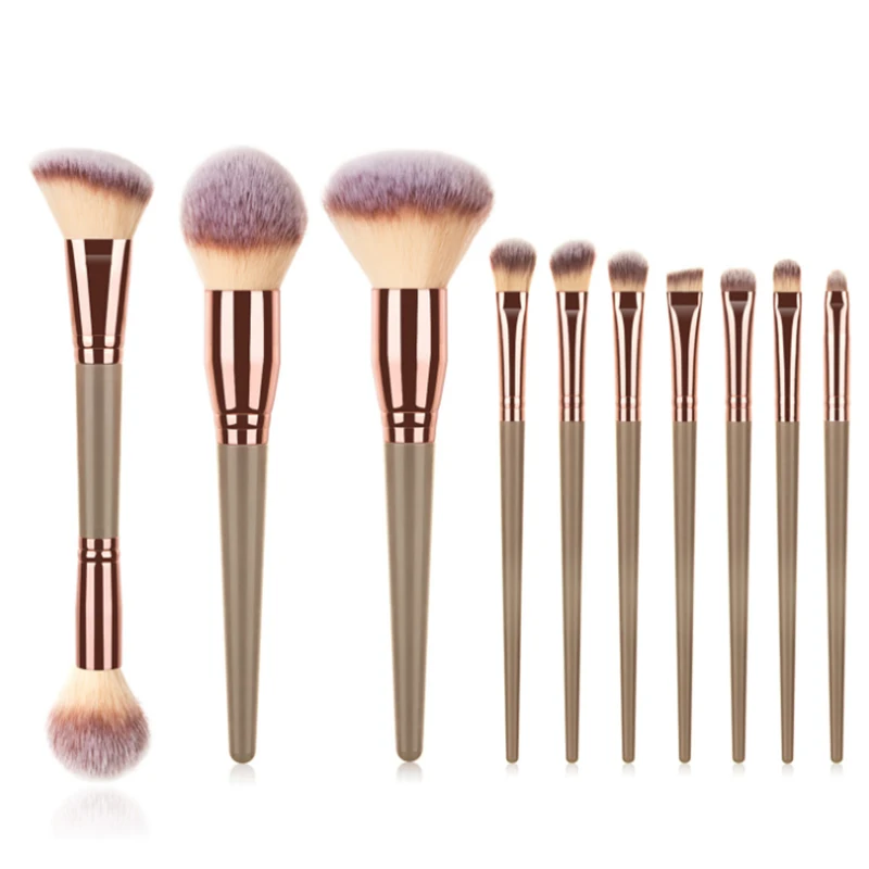 

10pcs Makeup Brush Set Loose Powder Blush Repairing Eye Shadow Beauty Tool Paint Bevel Trimming Flame Highlight