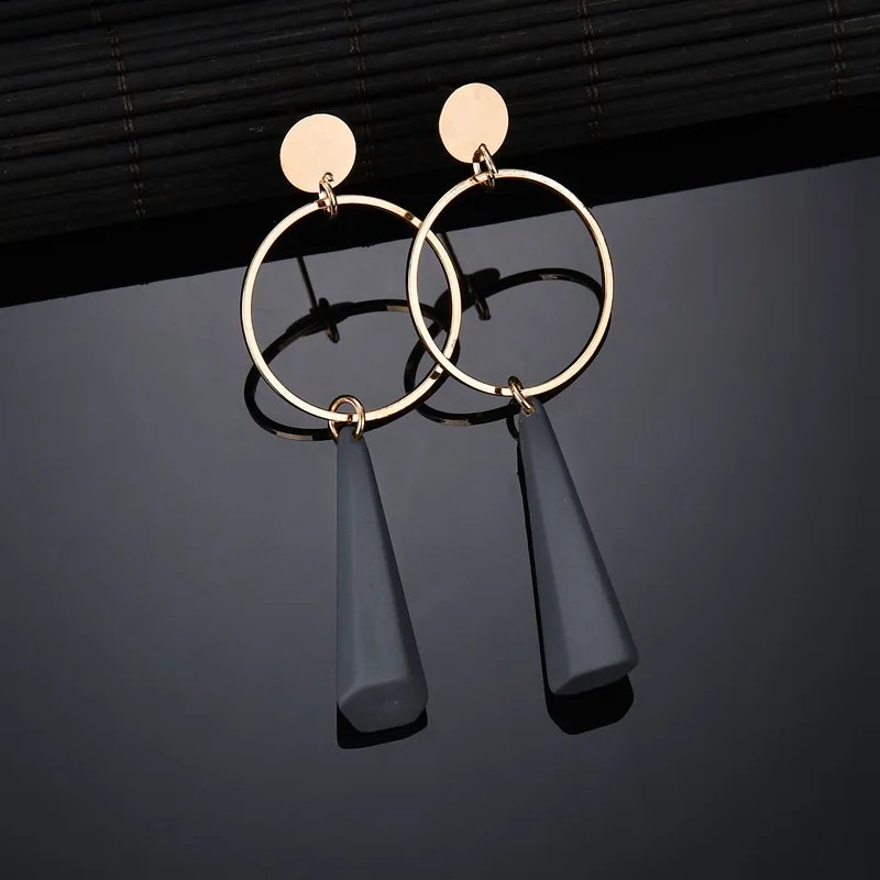 Треугольные деревянные длинные серьги сексуальные геометрические ювелирные