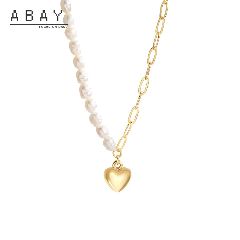 

Women Titanium Steel Love Pearl Necklace 2020 New Versatile Temperament Retro Harbour Style Design Sense Clavicle Chain Woman