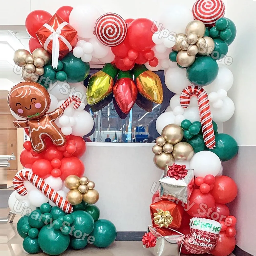 

Christmas Balloons Arch Pancake Gingerbread Man Christmas Bulbs Candy Cane Globos for Christmas Decorations 2022 Party Decor