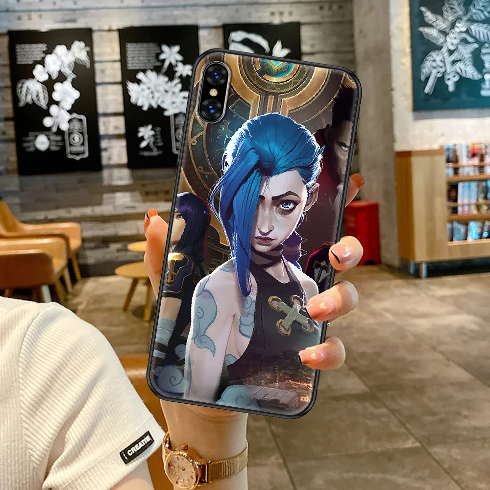 Arcane Jinx аниме чехол для телефона iphone SE 2020 6 6S 7 8 11 12 13 Mini Plus X XS XR Pro Max черный трендовый
