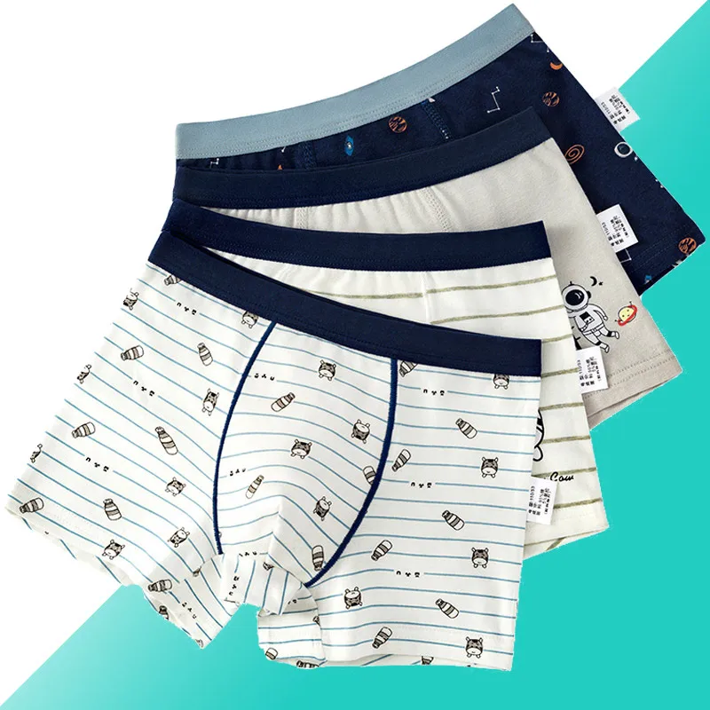 Хлопковые трусы боксеры в полоску для мальчиков и подростков 2 шт./лот 2020|Нижнее