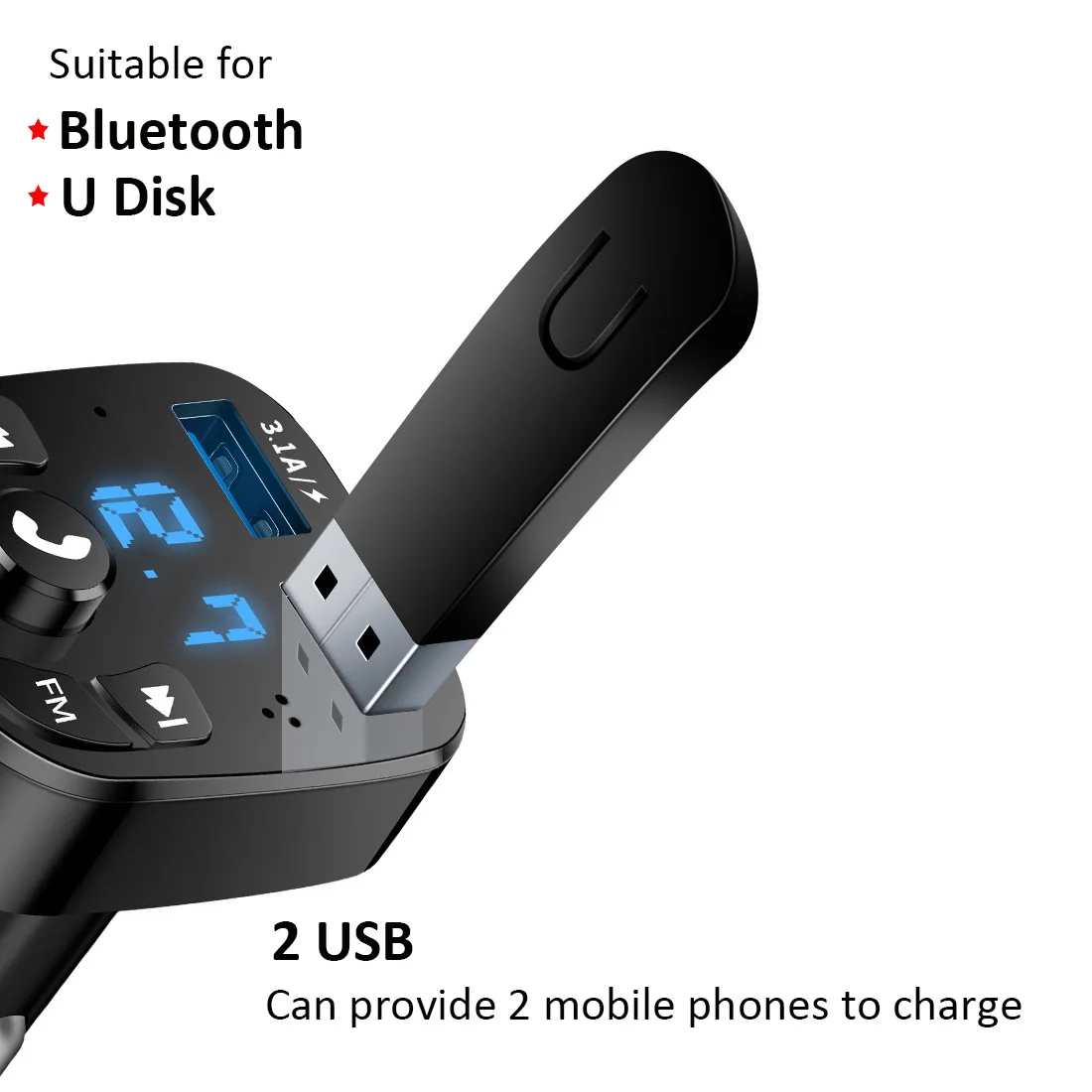 Автомобильный аудиоплеер Bluetooth 5 0 с двумя USB портами для U диска и телефона