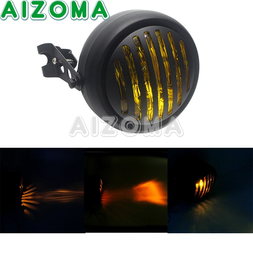 Фара мотоциклетная черная металлическая 35 Вт 12 В галогенная для Harley Yamaha Suziki CG125