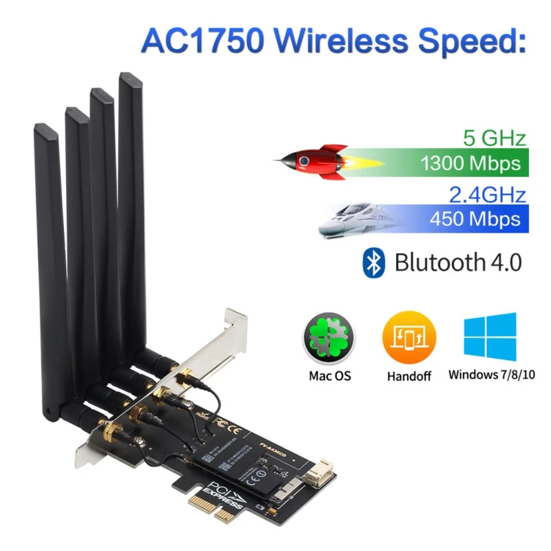 1750 Мбит/с двухдиапазонный BCM94360CD PCIe настольная Wifi карта 802.11ac Bluetooth 4 0 беспроводной
