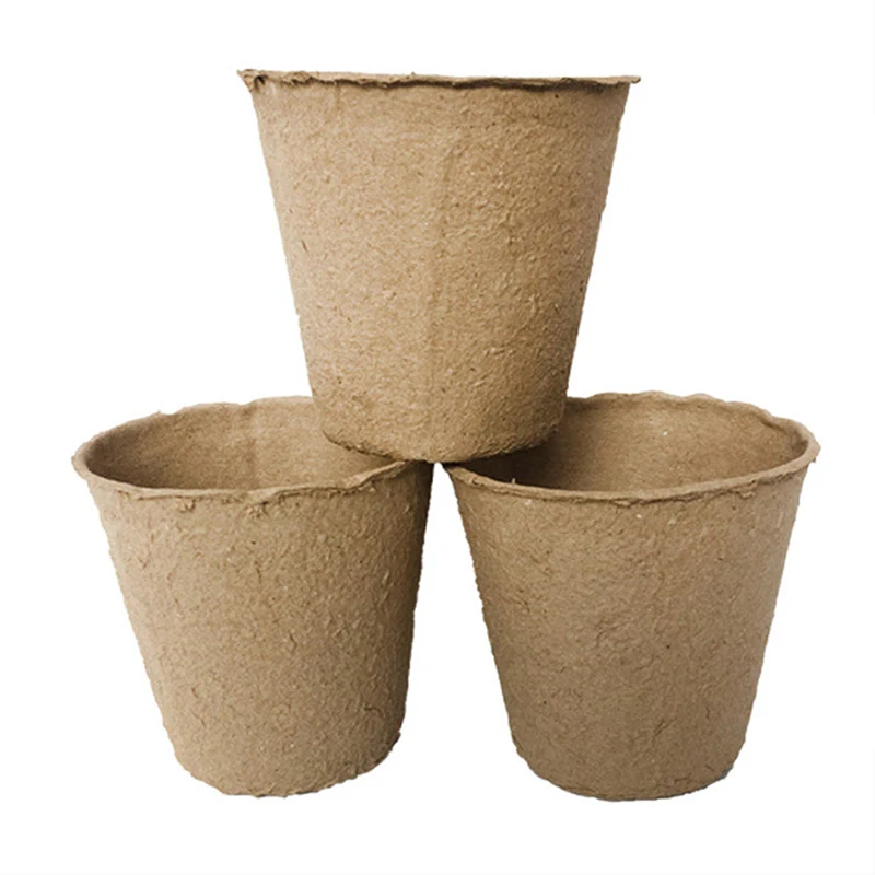 

50/100pcs Round Biodegradable Paper Pulp Peat Pot 8x8cm Plant Nursery Cup Garden Nursery Cup-30
