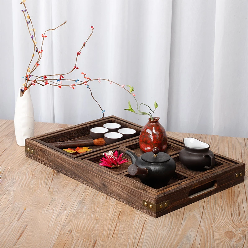 Поднос для десертного чая в стиле ретро поднос закусок из массива дерева чайный