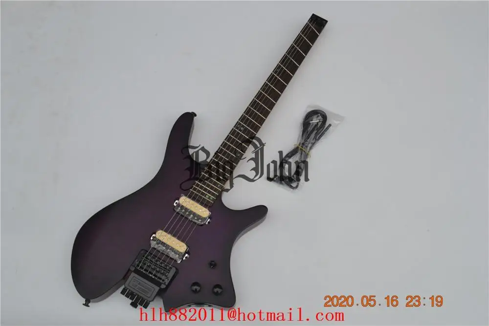 Новая электрическая гитара без головы матовый корпус из красного дерева с