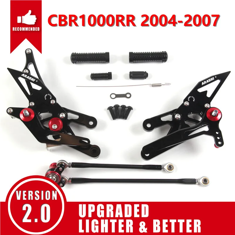 Black 2004-2007 Араши для HONDA CBR1000RR 2004- с ЧПУ Регулируемая подножка Rearsets подножка CBR1000 CBR 1000 RR 2012 2013 - Цвет: Black 2004-2007