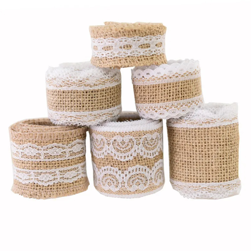 Лента из натурального джута 5 см 2 м/рулон|Кружево| |