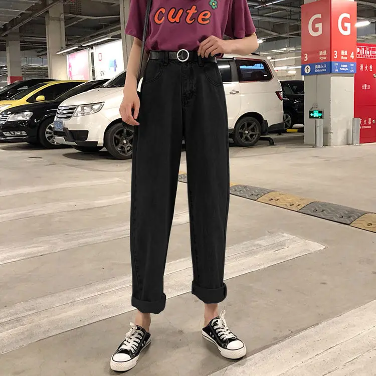 

Autumn 2020 new cec pants straight pants slim joker jeans women loose spring high waist wide leg pants