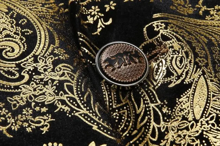 Печатные золотые мужские Топы блейзер для вечернего певца выпускного вечера