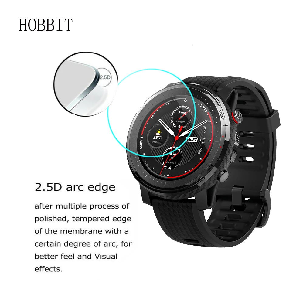 2Pcs Screen Protector Tempered Glass Amazfit Stratos 3 Smart Watch GPS Explosion-proof Anti-Scratch Bubble-free Transparent Film |
