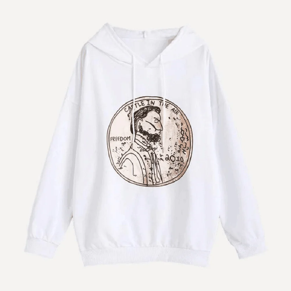 

Новинка весна-осень 2022, женская модная Толстовка с принтом, Женский Свободный Повседневный пуловер, топы, Женская Толстовка Оверсайз с длин...