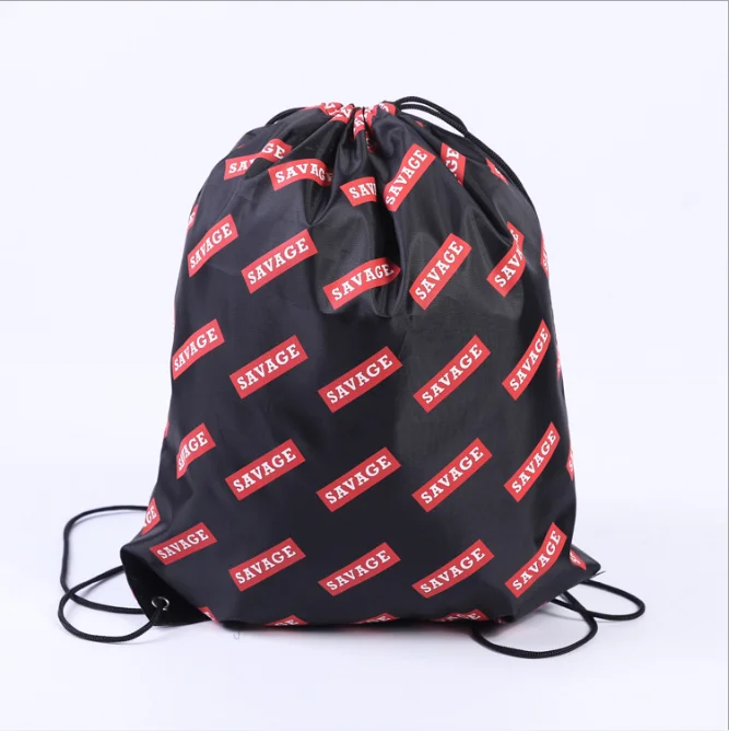 

Customized Marathon Advertising letter pattern Polyester Drawstring Bags Anniversary Gift Sport Storage Bag Kids motion backpack