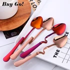 Креативные кофейные Десертные Ложки для сахара в форме сердца из нержавеющей стали, подвесная чашка для мороженого, чайная ложка для питья, кухонные принадлежности