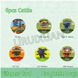

6pcs Cattles Animal Croxxing New Horizons NFC Villager Game Cards Angus Vic Ntag215 Tags NS Switch WiiU 3DS