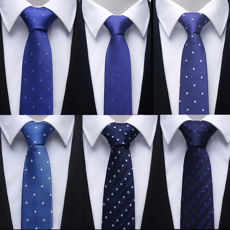 Мужские галстуки из 100% натурального шелка 6,5 см, Узкий Шелковый галстук в горошек для жениха, мужские галстуки в подарок на свадьбу или вечер...