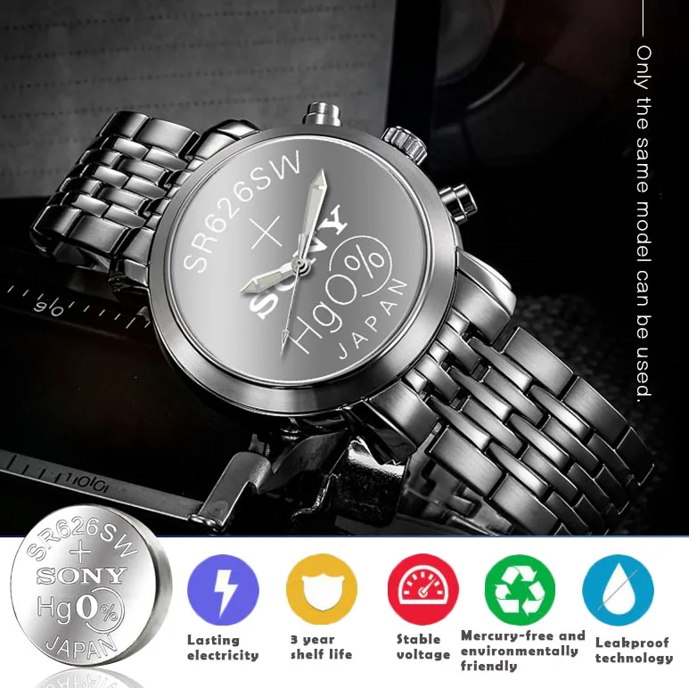 100 шт. SONY оригинальный 377 SR626SW 1 55 в блок кнопок из оксида серебра 626 SR626 V377 AG4 для