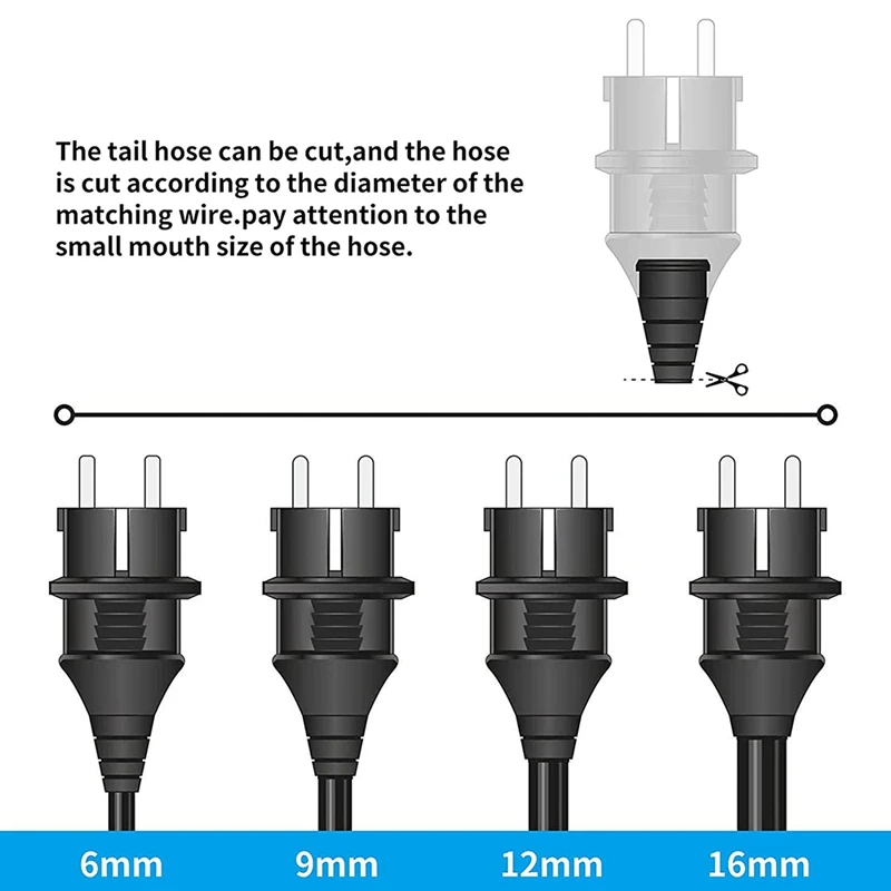 3Pcs Black AC250V 16A Germany Waterproof Power Plug 2P Elcectrical Cable Connector Wired Adaptor Converter E-012 EU | Компьютеры и