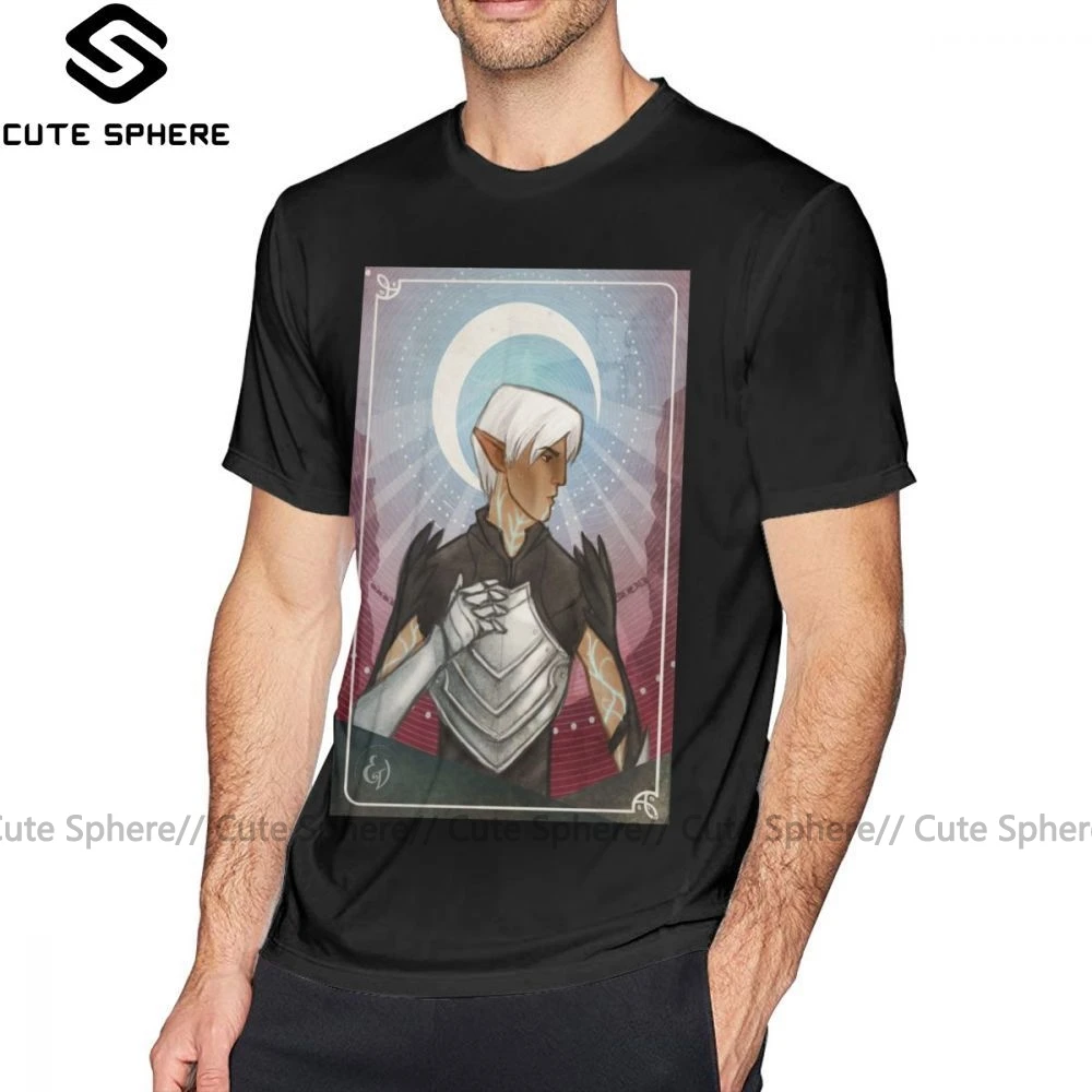 Dragon Age, футболка, Fenris The Moon, футболка, 100 хлопок, короткий рукав, футболка, пляжный рисунок, 4xl, Мужская забавная футболка
