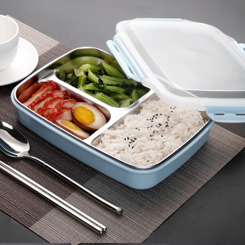 3 отсека Ланч-бокс из нержавеющей стали Портативный для пикника офиса школы