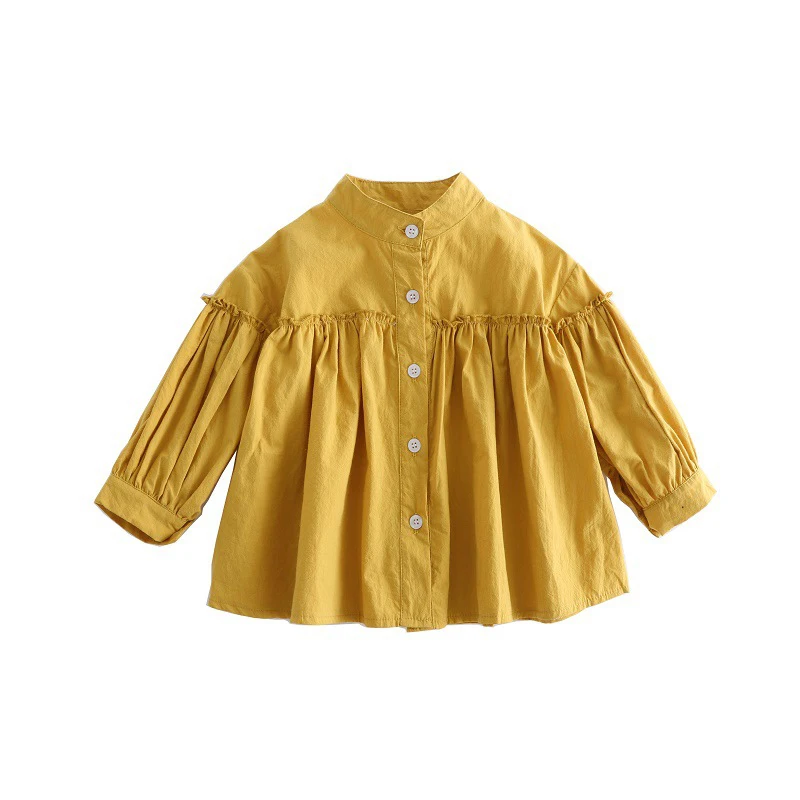 

Блузки для маленьких девочек, весна-осень, Детские рубашки с длинным рукавом, хлопковые милые топы, детская однобортная одежда для маленьки...