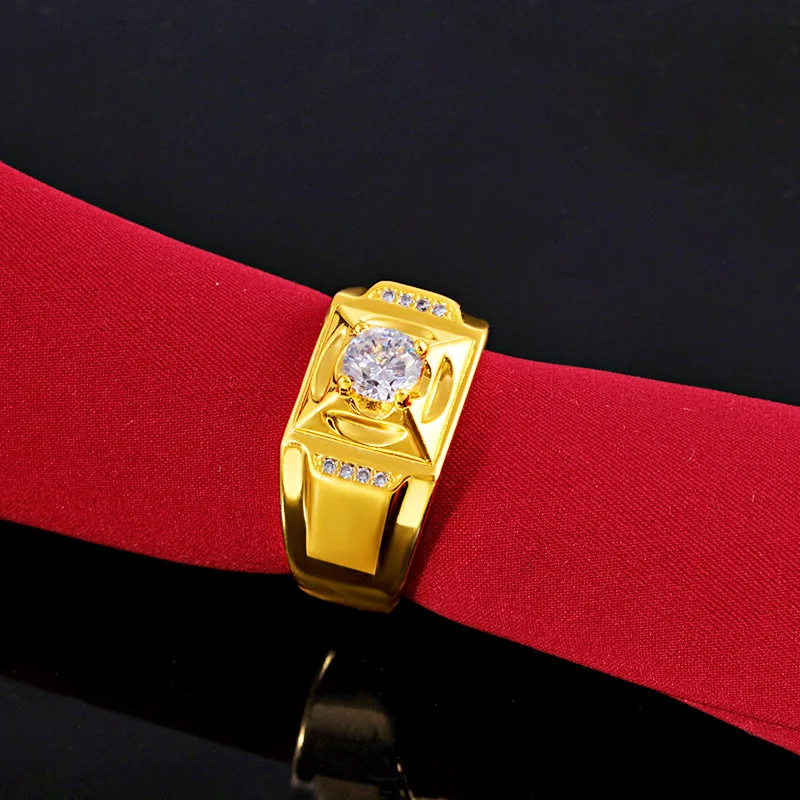 

Resizable Solid Yellow Gold Fine Jewelry Diamond Rings for Men Hiphop Party Luxury Wedding Ring Men Sterling Gold Trendy Ring