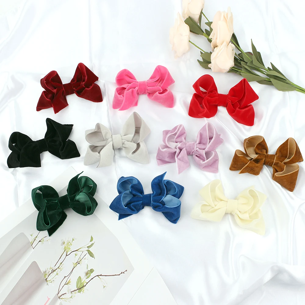 Oaoleer Colorful Kids Girls Solid Ribbon Hair Bow Clips  Boutique Bows With Clip Hairpins For Kids Girl Hair Accessories