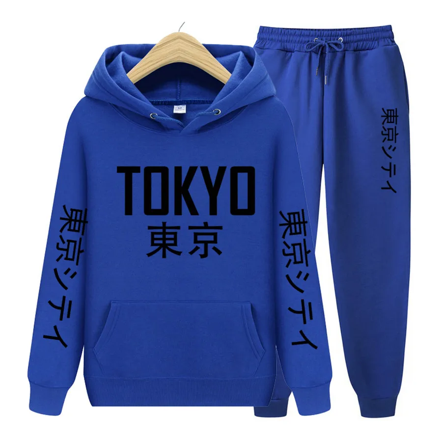 

New 2-piece set Hoodies and Sweatpants Suit japanese Tracksuit Men Women Sweatshirt Suit Fleece Hoodie pants Jogging Pullover
