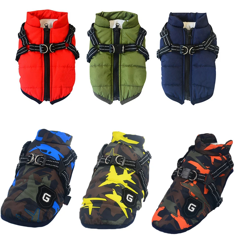 Зимние куртки для собак уплотненная теплая щенков Одежда с хлопковой подкладкой