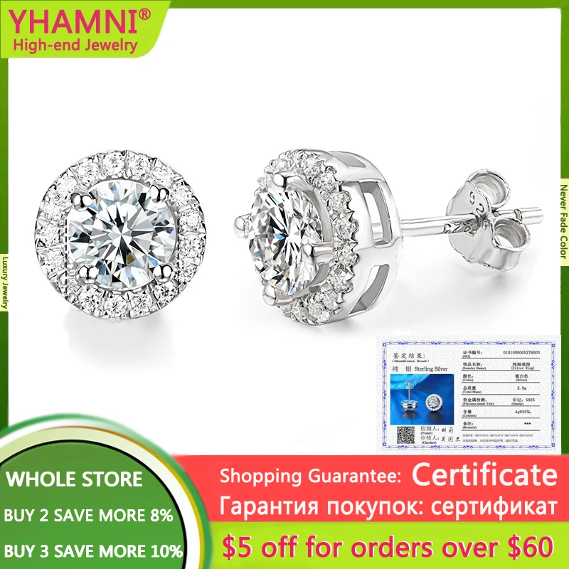 

Классические женские круглые серьги-гвоздики с цирконом, винтажные вечерние свадебные серьги для женщин, элегантные серьги из серебра 925 пр...