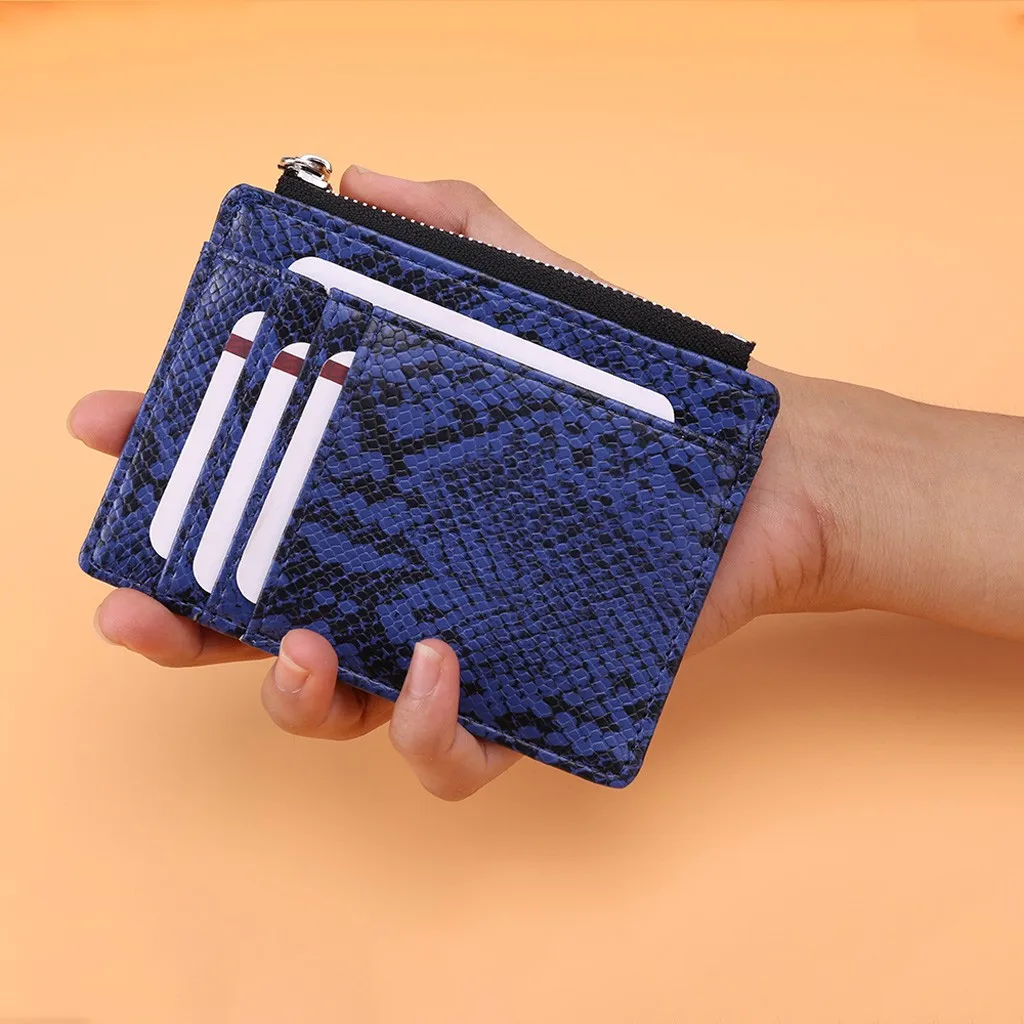 Женский кошелек роскошный синий модный для женщин Змеиный короткий монет