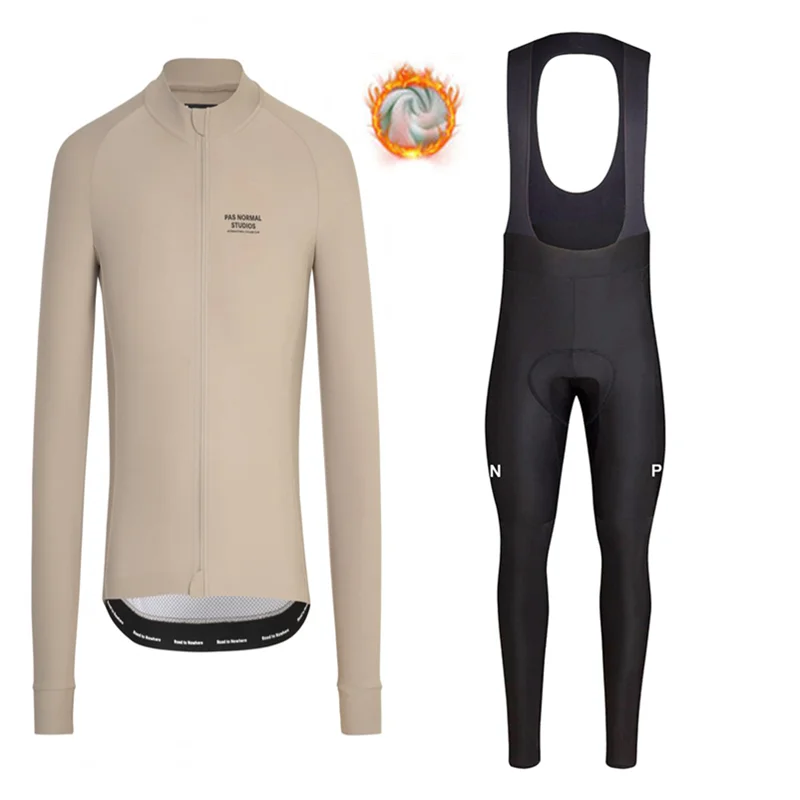 Winter Wool Long-sleeved Cycling Jacket Extremely Geothermal Vest Warm, Large Size, Slim, PNS Scotting Cycling Jersey Skying - Цвет: cycling jersey set 3