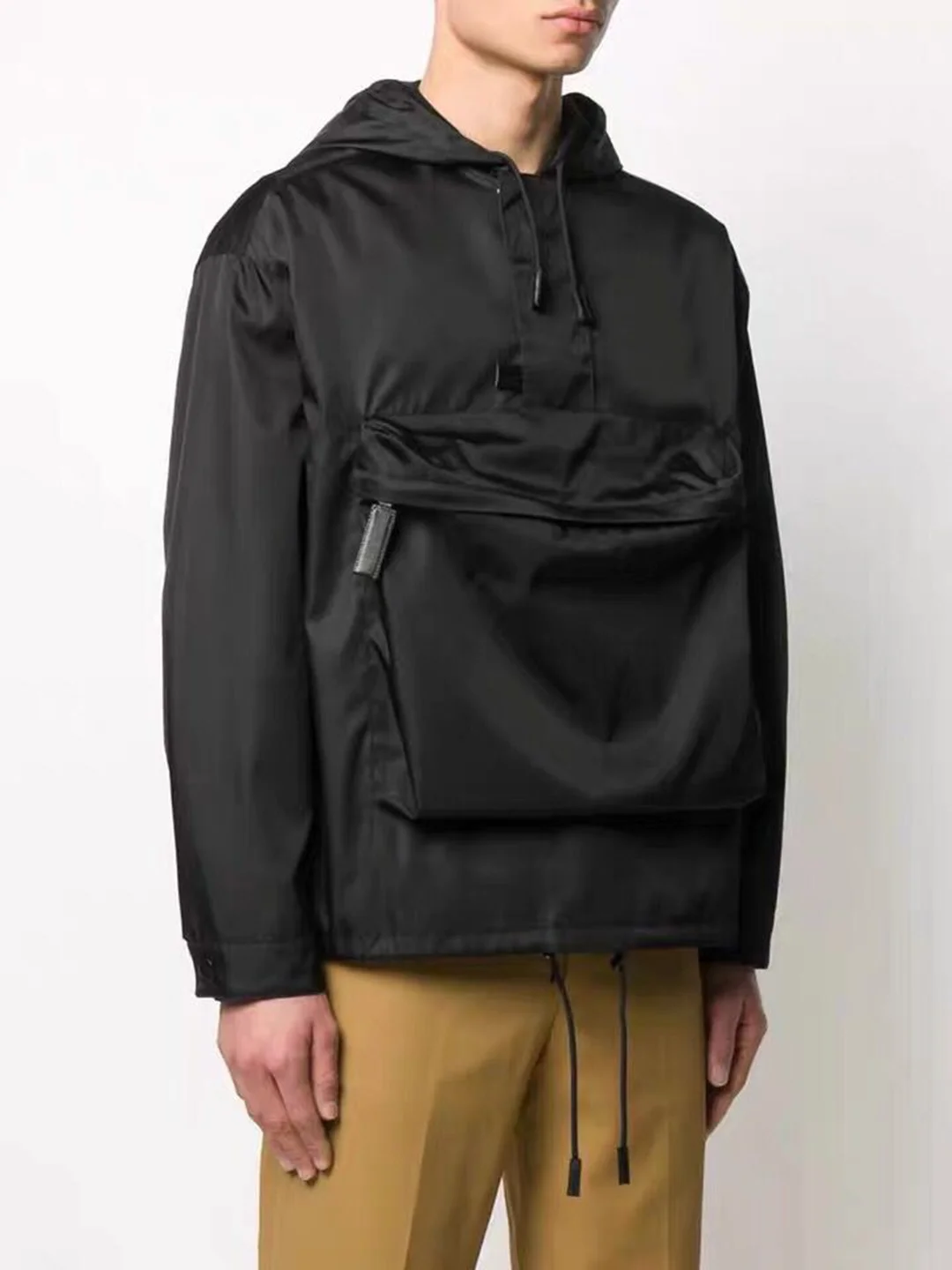 

unisex oversized loose casual jacket for women men clothing spring high-end brand hooded zipper front pocket patchwork coat