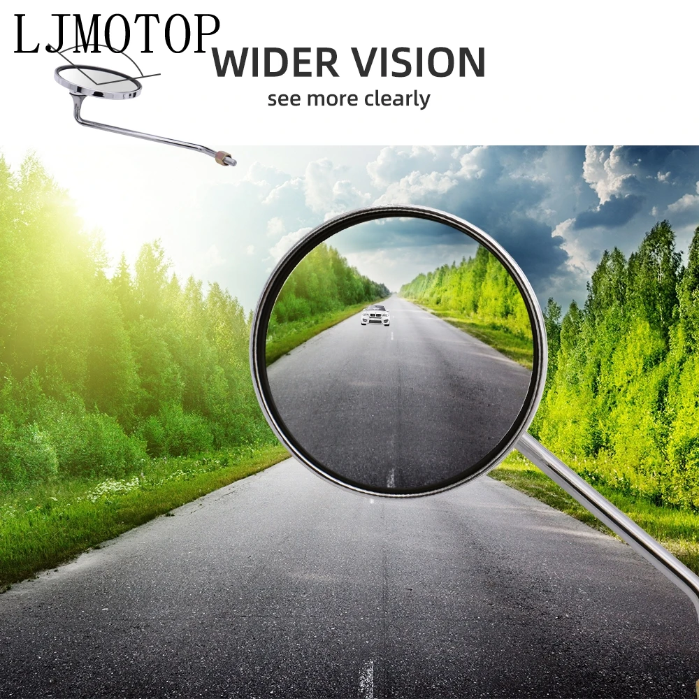 

Free Shipping Niversal Motorcycle Round Side Back View Mirror 8mm 10mm Rearview Mirrors Electric Bicycle Mirrors