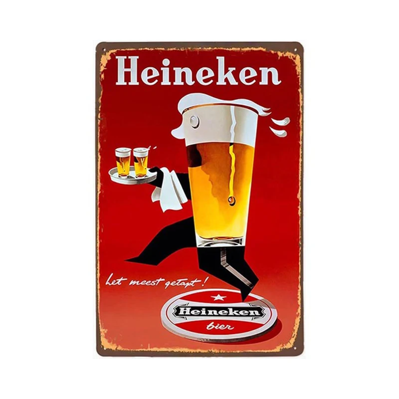 

Beer Metal Plaque Tin Sign Heineken Rare Poster Rusted Vintage Decor Home Bar Pub Garage Wall Tin Sign Poster Plates 20x30 cm