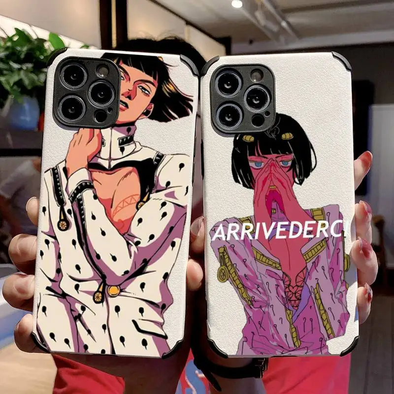 

JoJo's Bizarre Phone Case Lambskin Leather For iphone 12 11 8 7 6 XR X XS PLUS MINI PLUS PRO MAX Shockproof