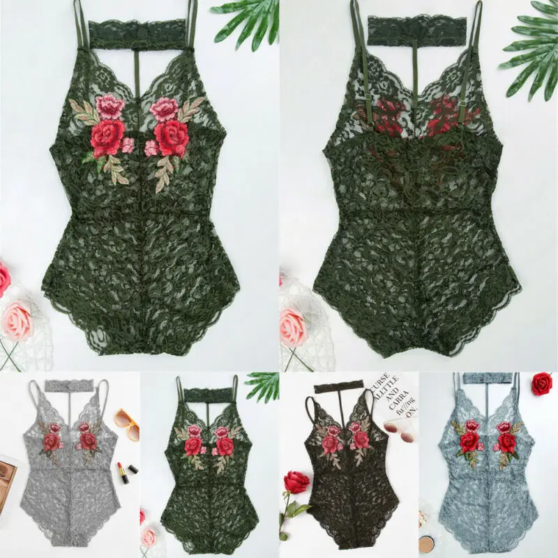 Хит продаж женское Сексуальное Кружевное Белье для сна с цветочным рисунком
